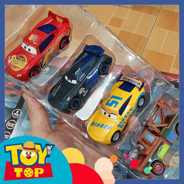 Đồ chơi mô hình combo 4 xe ô tô bằng sắt nhân vật Lighting McQueen trong hoạt hình car vương quốc xe hơi