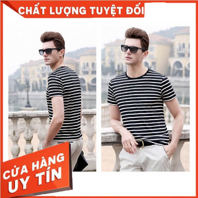 Áo Cottong Tay LỡKẻ Ngang Đen Phong Cách Xì tin