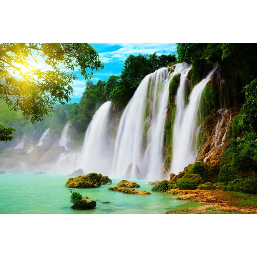 Tranh phong cảnh thác nước thiên nhiên tươi đẹp 3D