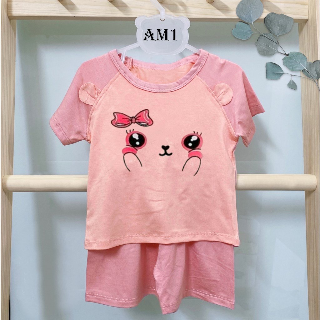 Đồ bộ cộc tay cho bé trai và bé gái chất thun lạnh AM653 , quần áo trẻ em cho bé từ sơ sinh đến 16kg