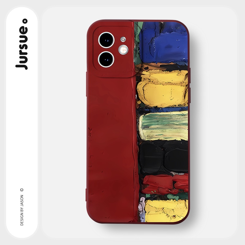 Ốp lưng JURSUE mềm chống sốc hình độc lạ màu đỏ Cho iPhone 14 13 12 11 Pro Max SE 2020 X XR XS 8 7 ip 6S 6 Plus Y2388