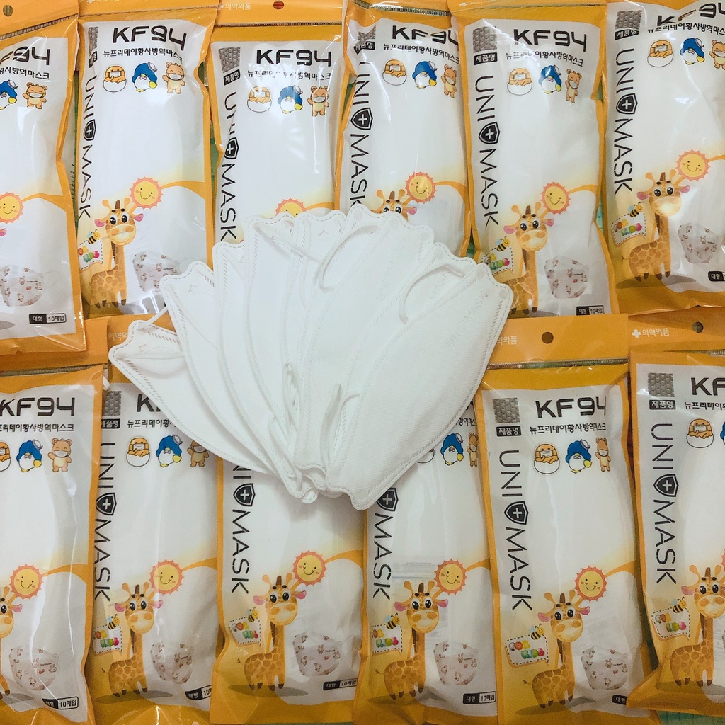 Khẩu trang KF94 Hàn Quốc UNIMASK kháng khuẩn chống bụi lịch sự màu trắng - 1 gói 10c