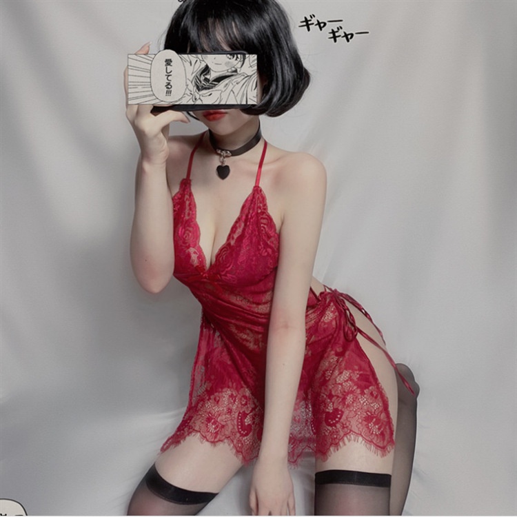 Đầm Ngủ Hở Lưng Cosplay Sexy Vải Ren Xuyên Thấu Hóa Trang Hầu Gái Quyến Rũ Cho Nữ