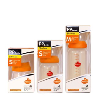 (Mẫu mới)Bình sữa cổ rộng /cổ  hẹp Wesser nhựa PP không chưa BPA 60ml/140ml/250ml/180ml/260ml