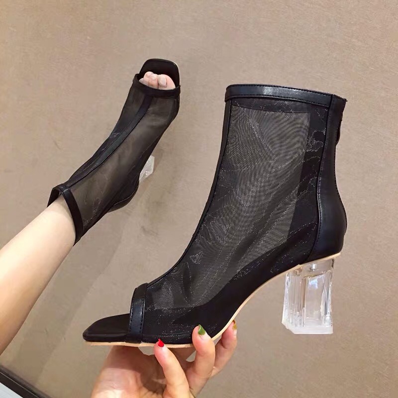 Giày bốt nữ 💖FREESHIP💖 Giảm 10K Khi Nhập  Bốt nữ lưới thoáng hở mũi siêu xinh