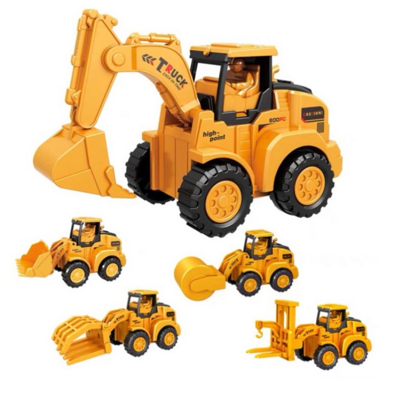 Bộ 6 Xe Công Trường Xây Dựng, Mô Hình Đồ Chơi, Tự Lên Cót Chạy Tự Động Siêu Bền, Oto Trẻ Em Nhiều Mẫu Mã