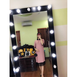 Đầm Bầu Công Sở Kiểu Dáng Tay Lỡ Phối Ren Chân Váy