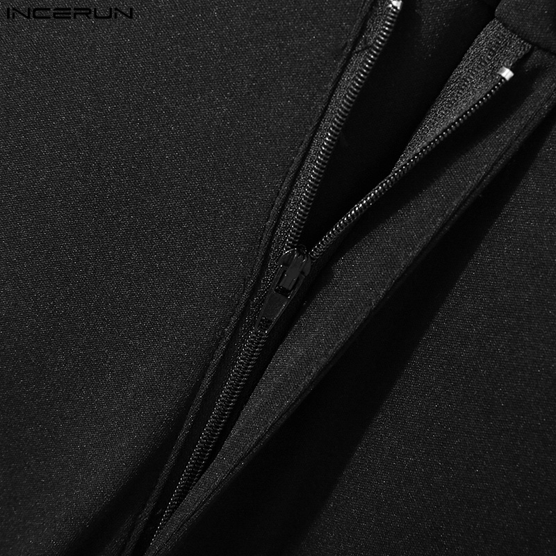 Áo liền quần INCERUN ngắn tay họa tiết kẻ sọc phong cách Anh Quốc thanh lịch cho nam