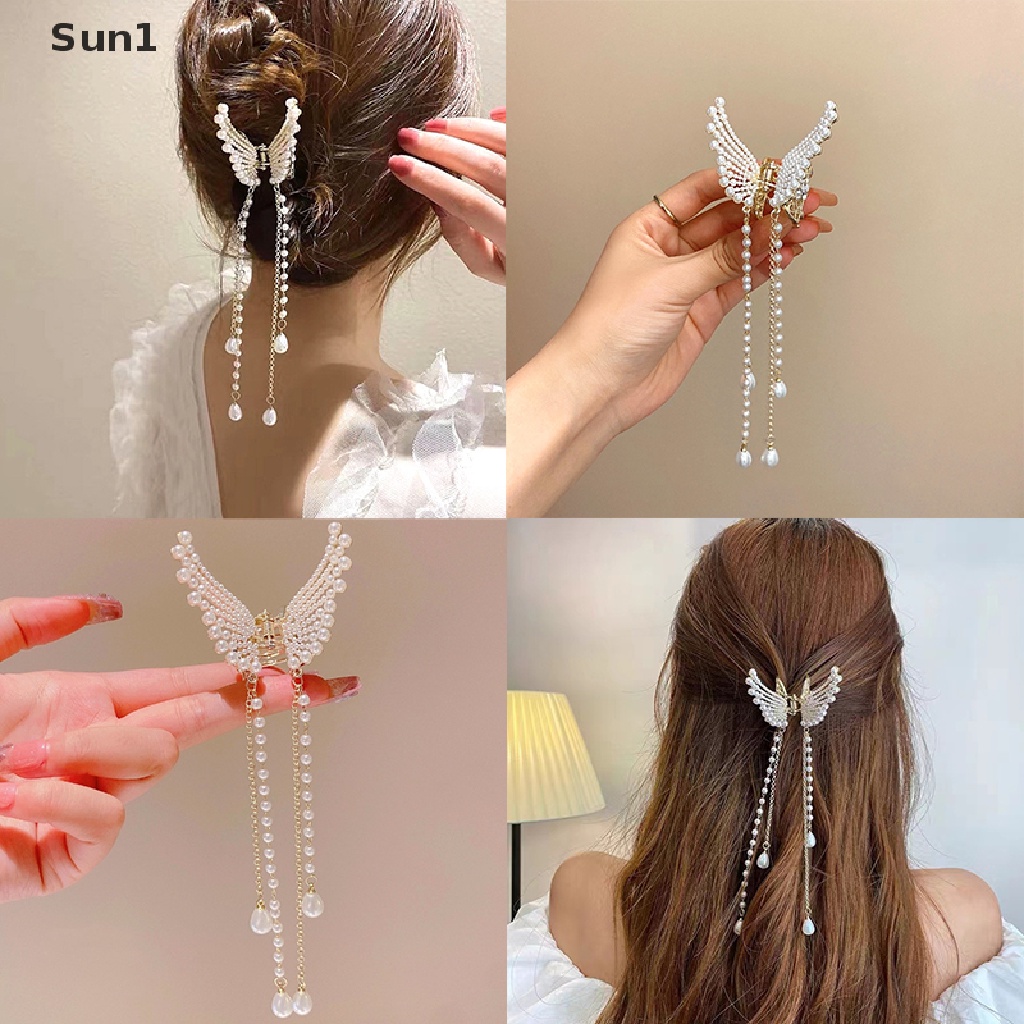 Sun1 &gt; Kẹp Tóc Càng Cua Đính Ngọc Trai Hình Bướm Cho Nữ