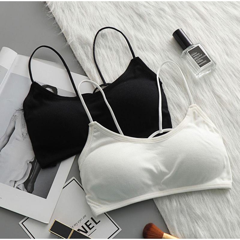 Áo Lót Nữ Thun 2 Dây Co Giãn Nâng Ngực, Áo Bra Thun Chéo Dây Lưng Sexy [Có Mút Ngực] -  266