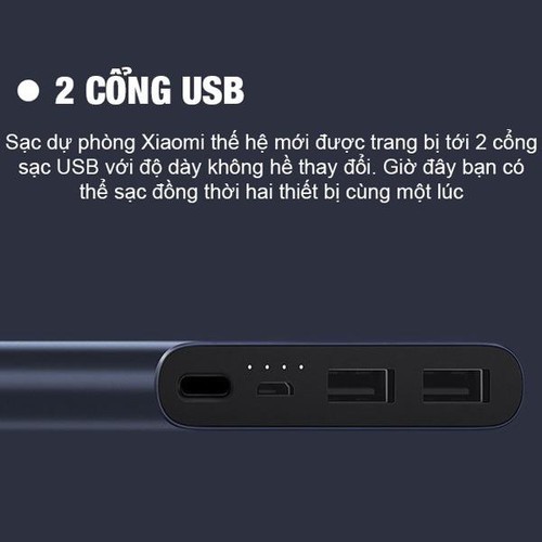 Pin sạc dự phòng Xiaomi 2S 10000mAh (Gen 2 New - 2 cổng USB ) - Hàng chính hãng