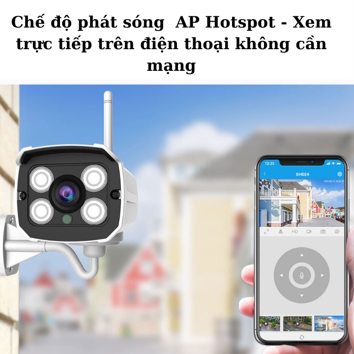 Camera wifi ngoài trời Srihome Sh024 , phát hiện chuyển động , chế độ offline tiện dụng AP hotspot , camera ip , camera