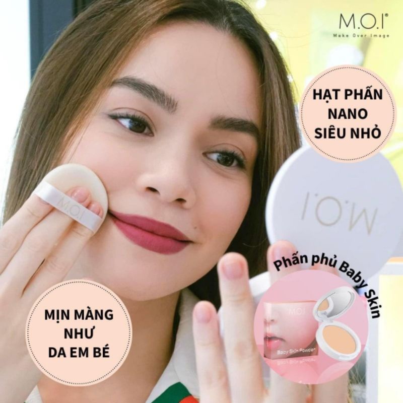 Combo Phấn phủ Baby Skin Powder MOI & Phấn nước Baby skin Cushion M.O.I Hồ Ngọc Hà