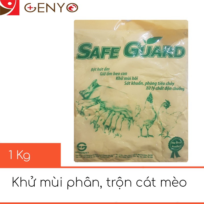 Men trộn với cát mèo giúp triệt tieu mùi hôi và khô phân - Safeguard 1kg