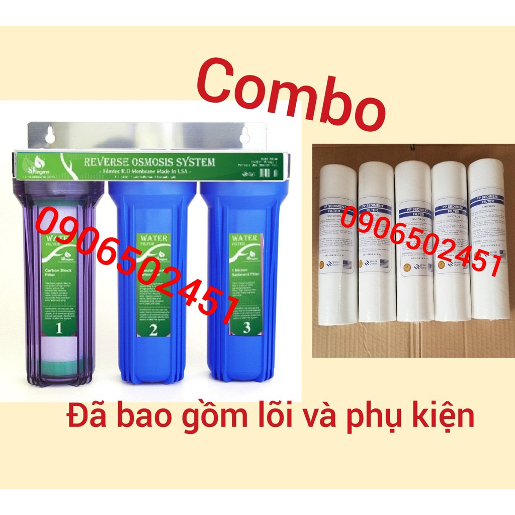 COMBO Bộ lọc nước sinh hoạt gia đình 3 cấp ly 10 inch +5 CÂY LÕI SỐ 1 PPF10 | BigBuy360 - bigbuy360.vn