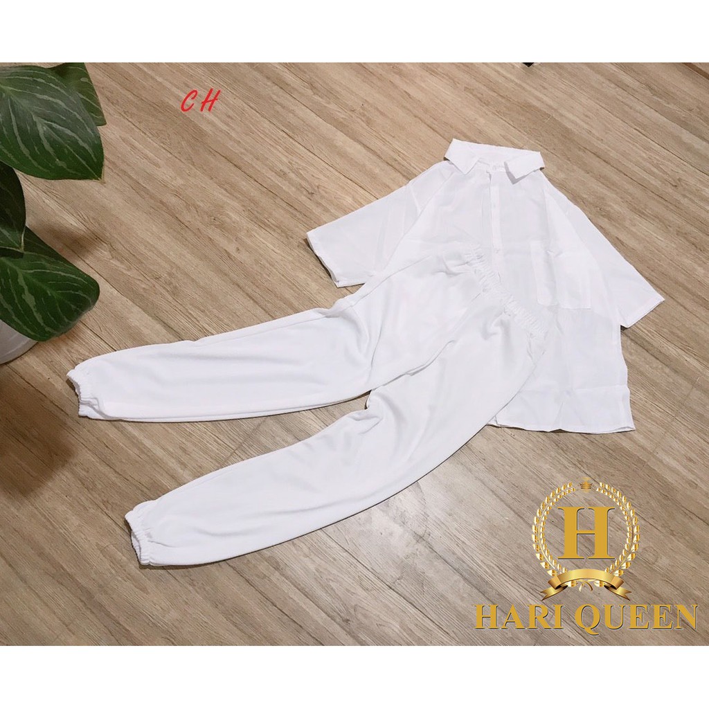 FREE SHIP ĐƠN TỪ 50K Sét áo sơ mi tay lỡ + quần boom COH0620 1