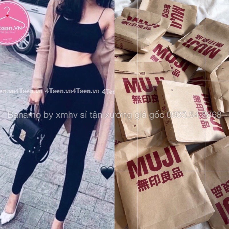 Quần legging MUJI túi gấy cạp cao tôn dáng co giãn 4 chiều thời trang Banamo Fashion 7111 | WebRaoVat - webraovat.net.vn