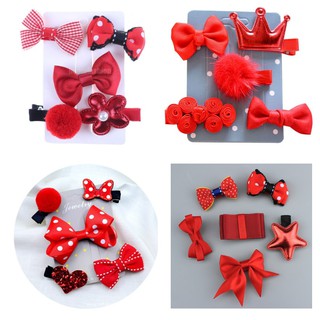 Bộ sưu tập các set kẹp tóc màu ĐỎ nổi bật cho bé