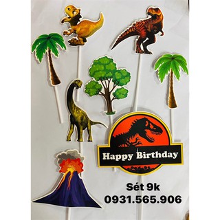 Set Cắm Khủng Long Núi Lửa Cây Xanh Phụ Kiện Trang Trí Bánh