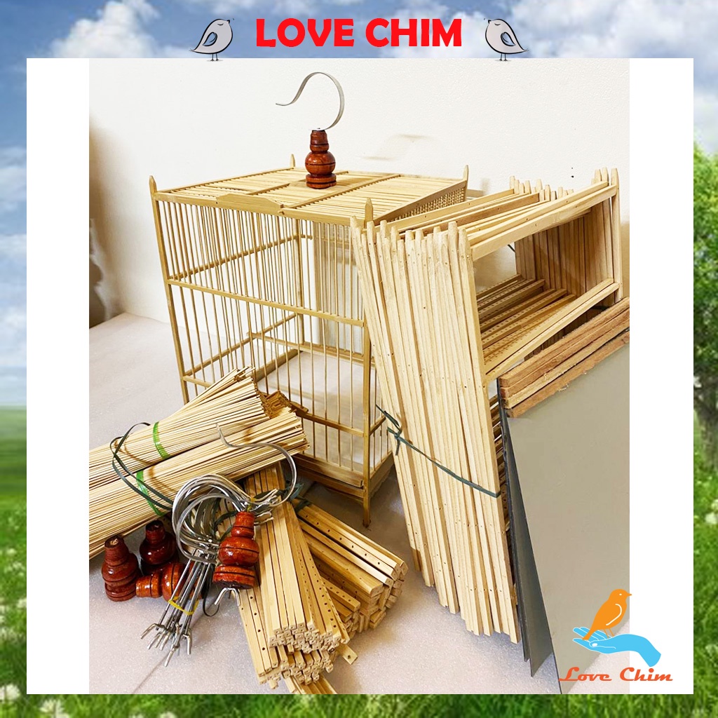 Khung lồng ép mộc chim chào mào LOVE CHIM kèm móc, Lồng chim Chào Mào dễ dàng lắp (có video hướng dẫn)