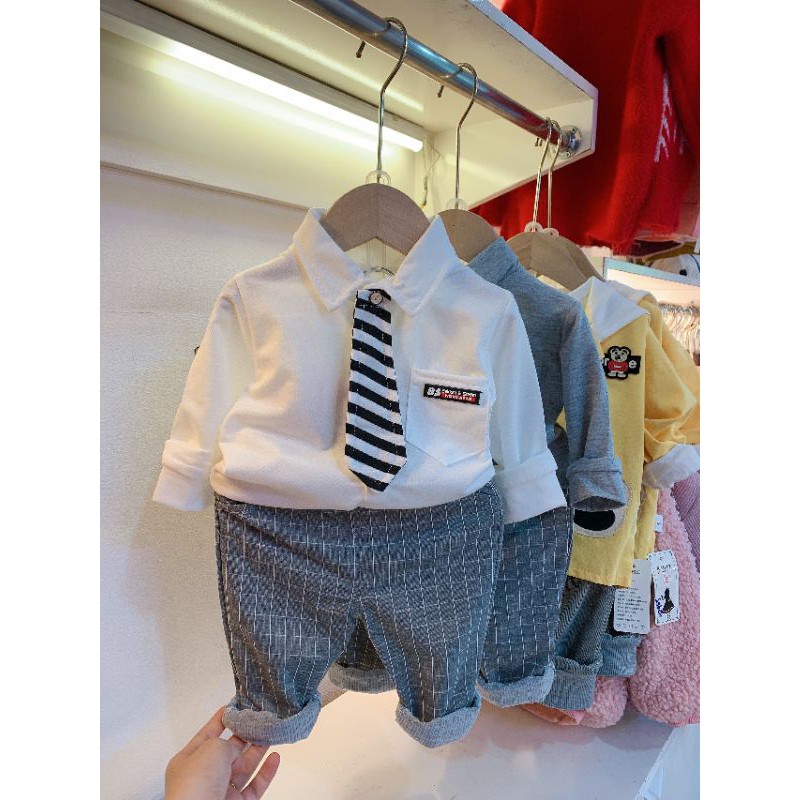 Set vest cà vạt trắng đen (Hàng Quảng Châu)