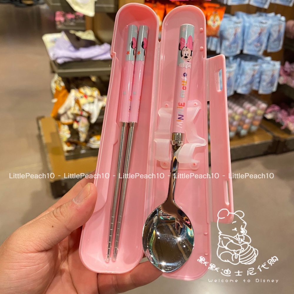 Set muỗng đũa Disney kèm hộp hình Elsa Frozen Car Mcqueen Mickey Minnie cho trẻ em bé trai gái