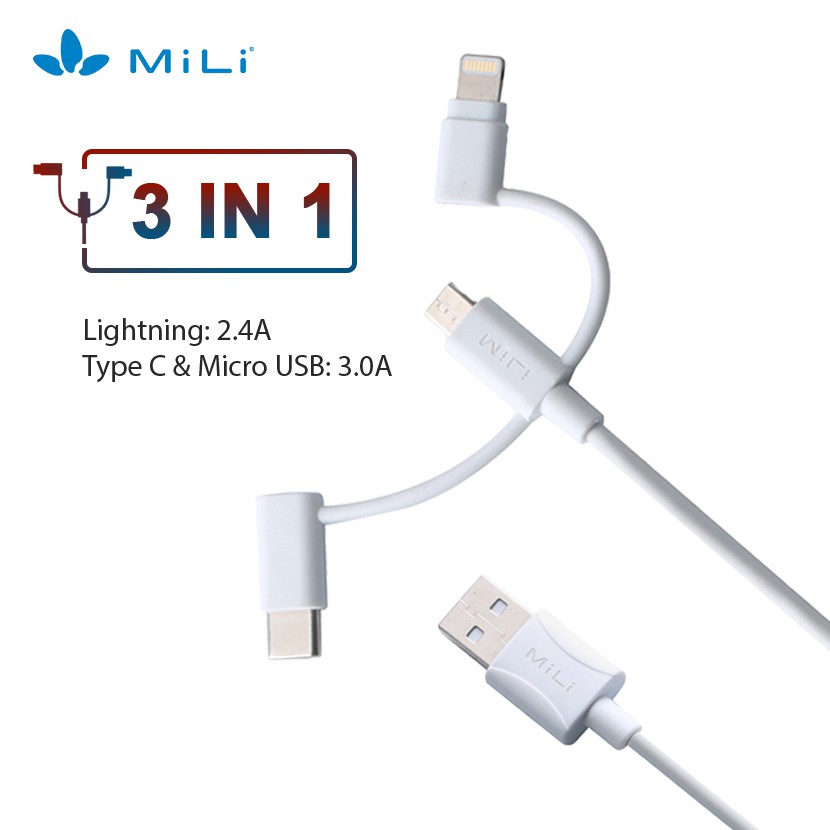 Cáp 3in1 MiLi - HI-L31 màu trắng