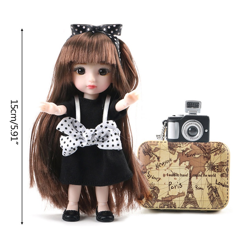 Bộ Búp Bê 6 inch Kèm Túi Đựng Hành Lý / Máy Ảnh Lấp Lánh Độc Đáo Trang Trí Tiệc Sinh Nhật / Giáng