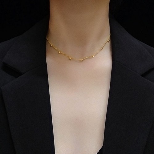 Dây Chuyền Nữ Nhiều Hạt Bi Nhỏ Titan Ko Đen TT 3049