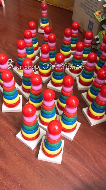 [SIÊU PHẨM] Tháp Gỗ 7 Màu - Đồ Chơi Xếp Hình Cho Bé- Không Lạ Nhưng Hữu Dụng