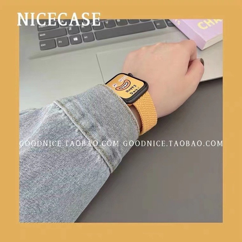 Dây Đeo Đồng Hồ Apple Watch 49mm 44mm 40mm 38mm 42mm 6 SE 5 4 3 Bằng Nylon Bện Co Giãn 8 7 41mm 45mm