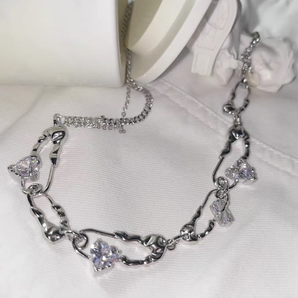 Dây chuyền mặt hình ghim cài và hình trái tim thời trang sang trọng 19A1633