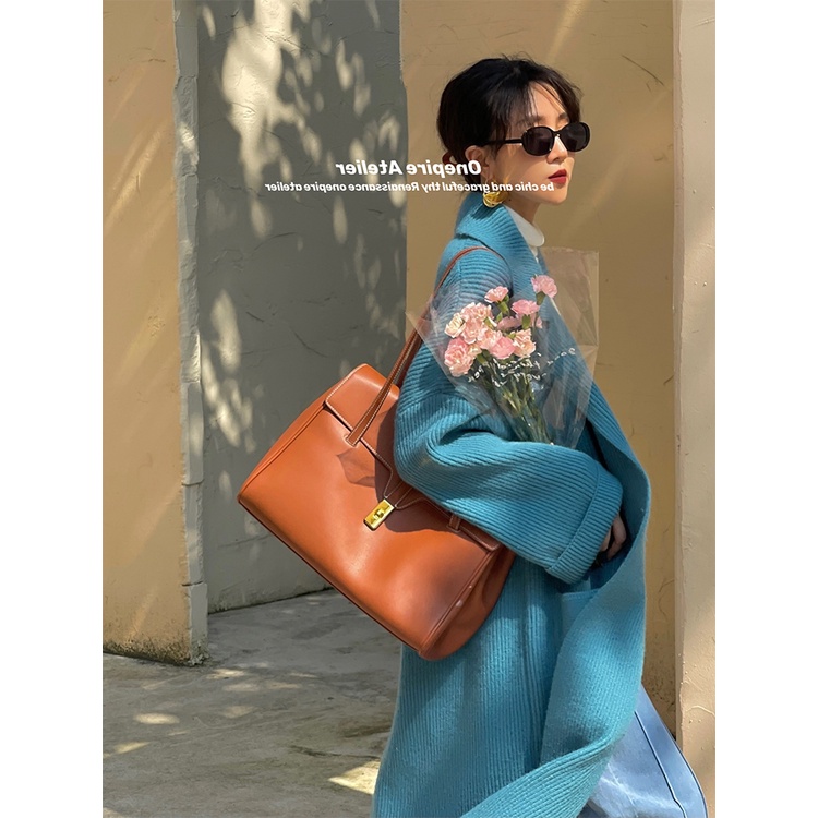 Áo khoác len dày dáng dài YIMI có túi kèm đai