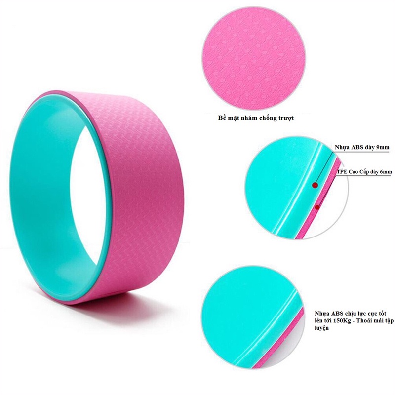 Vòng tập yoga bản to cao cấp 20cm ,nhựa ABS , chịu lực 200kg , bề mặt TPE , đường kính 33cm , dễ dàng vệ sinh , bản rộng