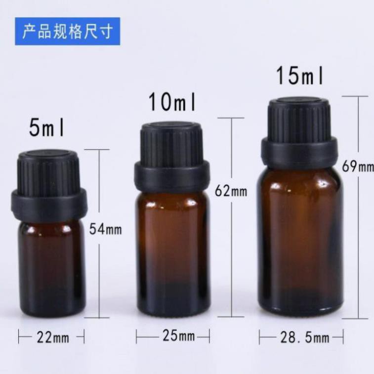 Lọ Chiết Serum ❤ RẺ VÔ ĐỊCH ❤ [5ml,10ml] Chai lọ đựng tinh dầu thủy tinh nắp đen nhỏ giọt , phụ kiện du lịch