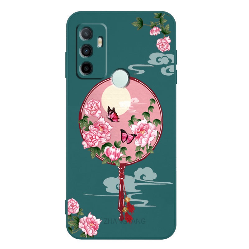 Ốp Điện Thoại Silicon Mềm Họa Tiết Hoa Mẫu Đơn Có Dây Đeo Cho oppo a53 a53 2020
