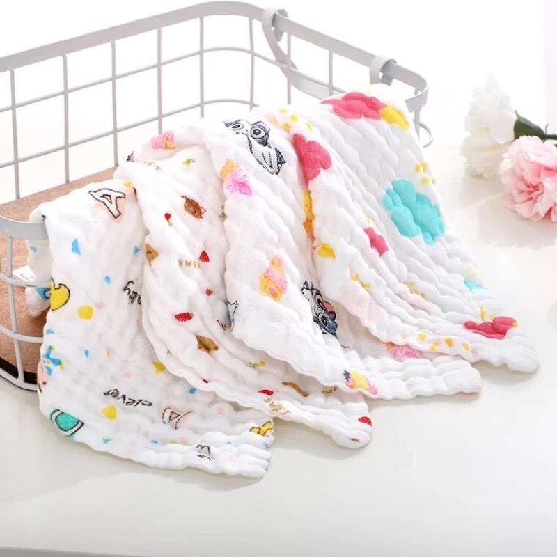 Khăn Mặt Cho Bé - Khăn Mặt Xô 6 Lớp Mềm Mại