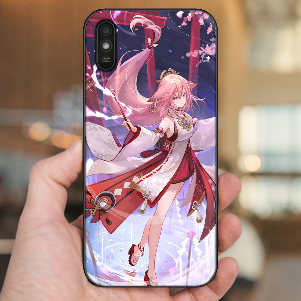 Ốp lưng Xiaomi Redmi 9A viền đen in hình Yae Miko Genshin Impact