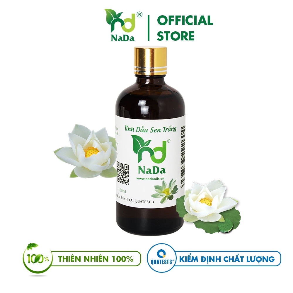 Tinh dầu sen trắng Nada Oils nguyên chất từ thiên nhiên, thơm phòng, dễ ngủ, giúp thư giãn, kiểm định quatest 3