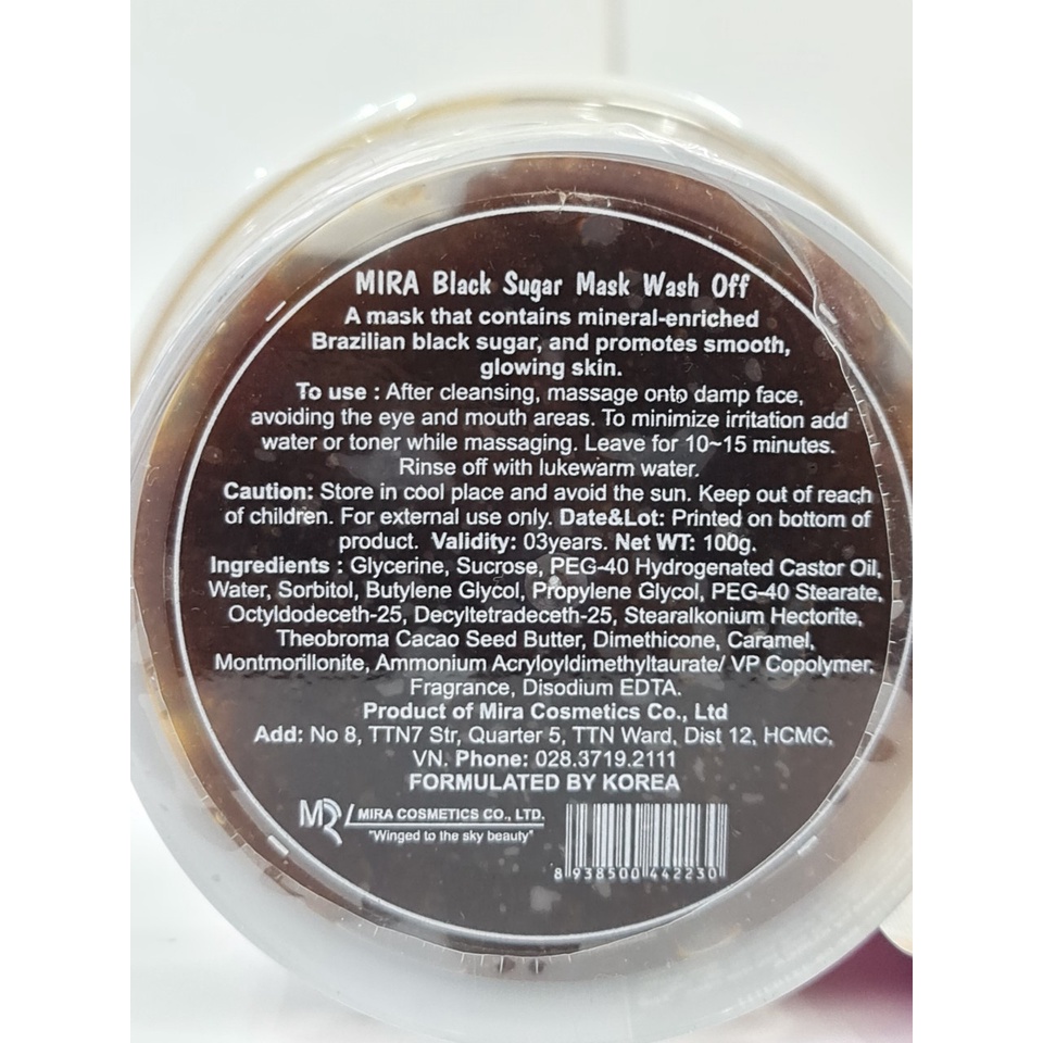 Tẩy Tế Bào Chết Da Mặt Đường Đen Mira Black Sugar Mask Wash Off 100g