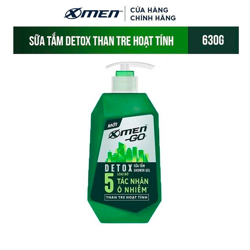 Sữa tắm X-Men Go DETOX Than Tre Hoạt Tính 630G