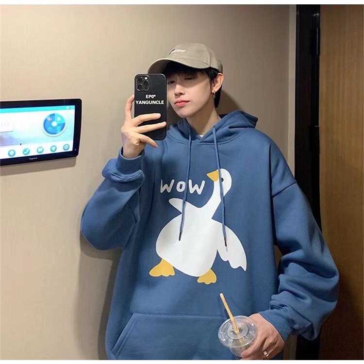 Áo hoodie dáng rộng in họa tiết hoạt hình phong cách Hàn Quốc thời trang cho nam và nữ size M-5XL