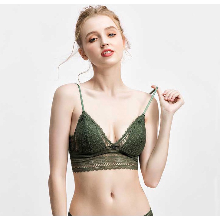 Bộ Đồ Lót Bralette Ren Không Gọng Mút Mỏng Liền S219