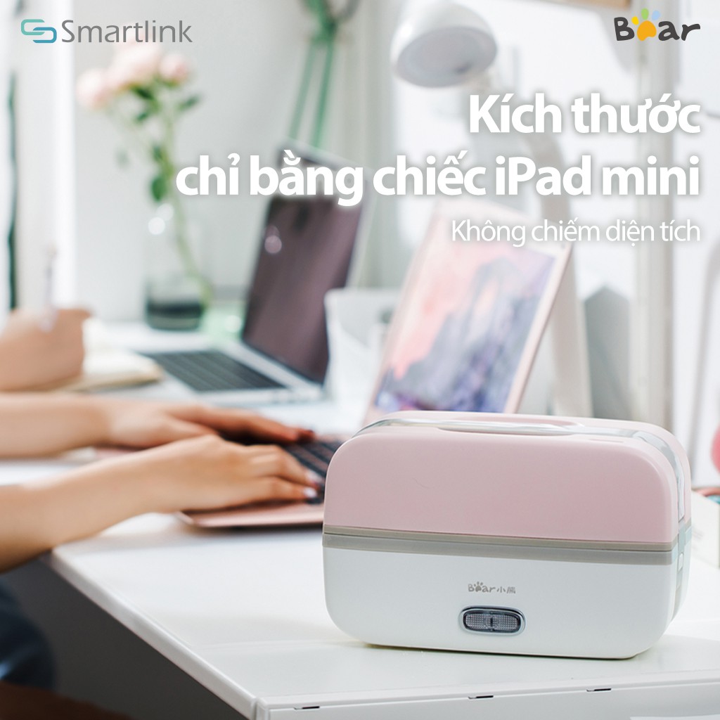 Hộp cơm điện cầm tay mini đa năng Bear DFH-B10J2. Nồi cơm điện cá nhân thông minh chính hãng Bear cao cấp Hagu.