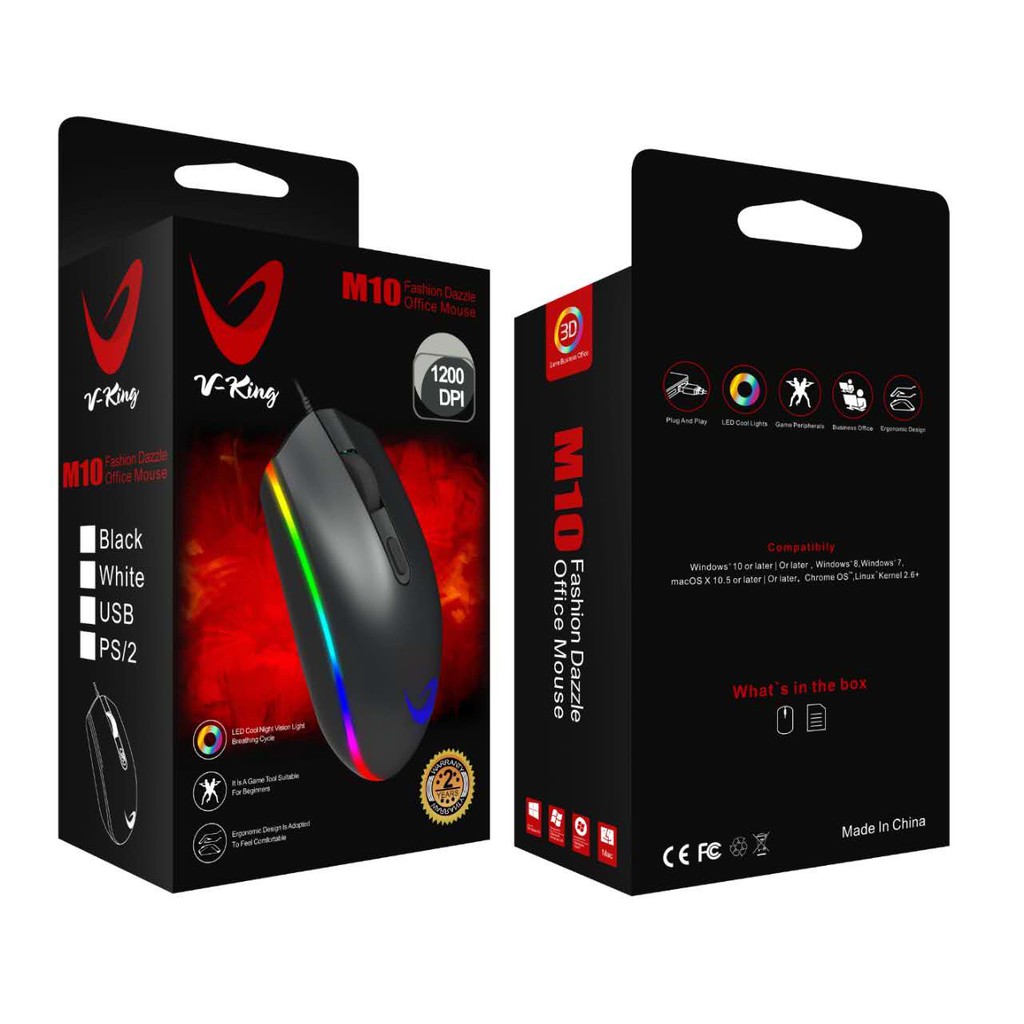 [Mã SKAMSALE03 giảm 10% đơn 200k] Chuột Gaming máy tính VKing M10 led siêu đẹp