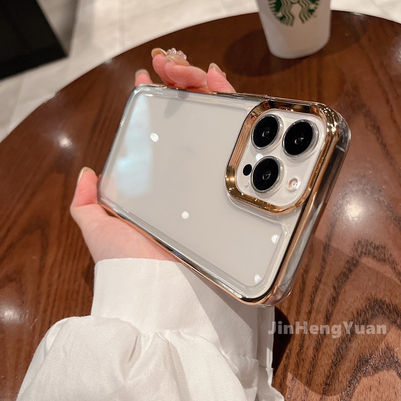Ốp Điện Thoại Silicon Trong Suốt Mạ Viền Sang Trọng Chống Sốc Cho IPhone 13 12 11 Pro Max XR XS X