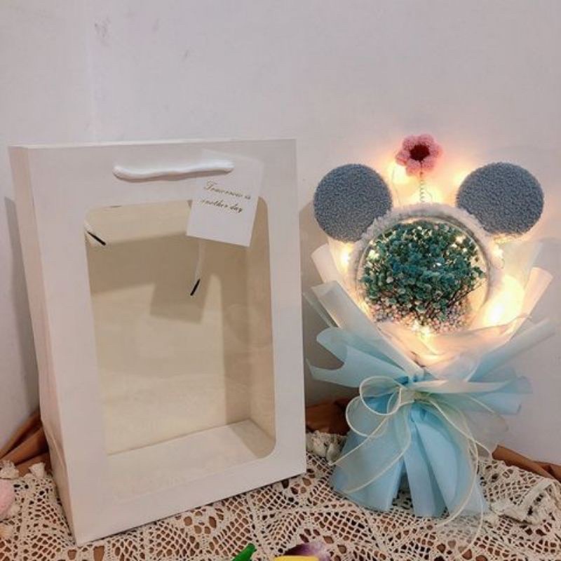 BÓNG HOA KÈM BỜM CÓ ĐÈN LED LÀM QUÀ SINH NHẬT, VALENTINE, NGÀY KỈ NIỆM