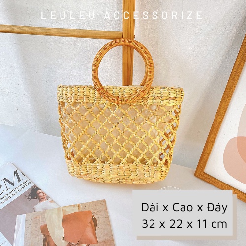 [ NHIỀU MẪU ] Túi cói quai gỗ đón hè cực sành điệu leuleu.accessorize