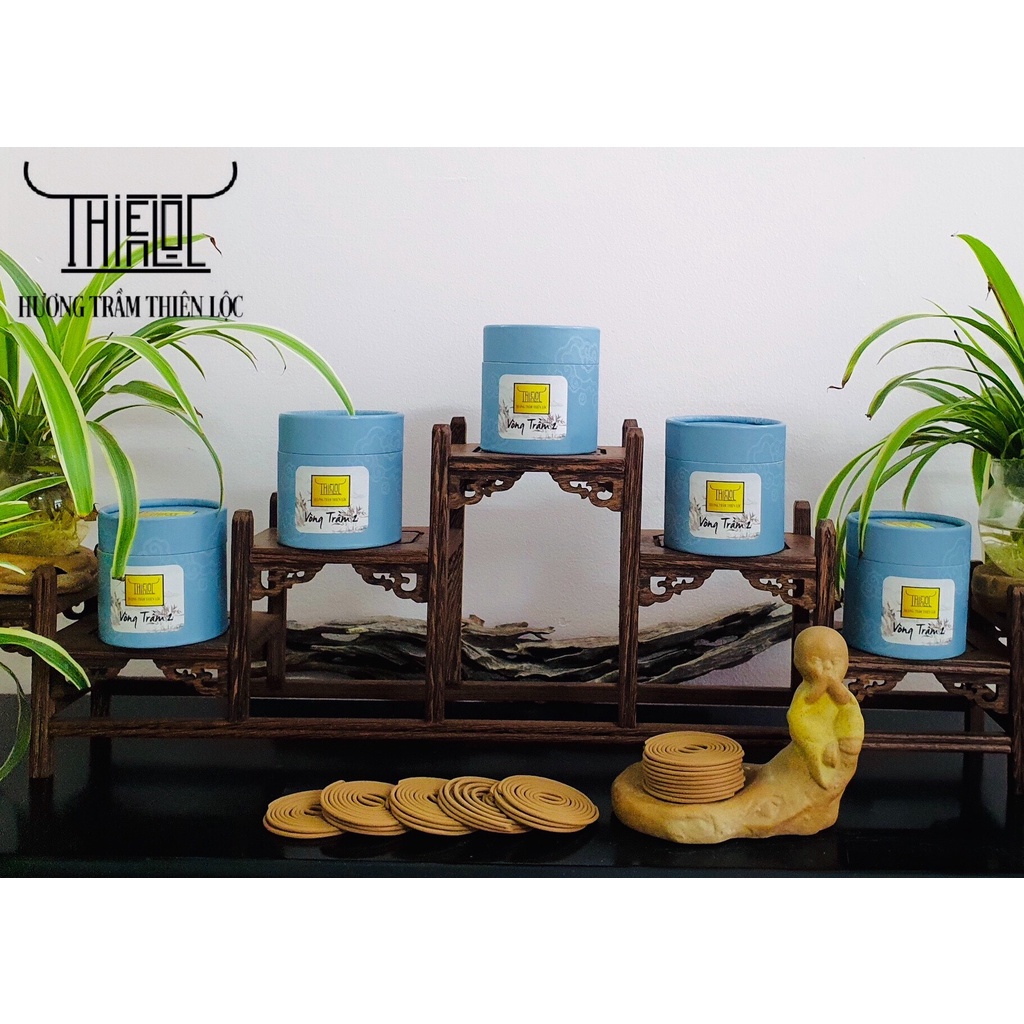 Hương (Nhang) vòng khoanh Trầm hương V2 Thiên Lộc thành phần tự nhiên, không hóa chất, hộp 48 vòng, 1 vòng cháy 90 phút.