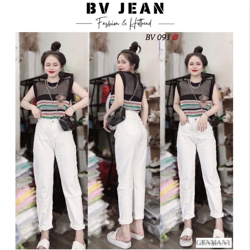 Quần Jean Baggy Đen Trắng Basic BV JEAN Quần Baggy Nữ
